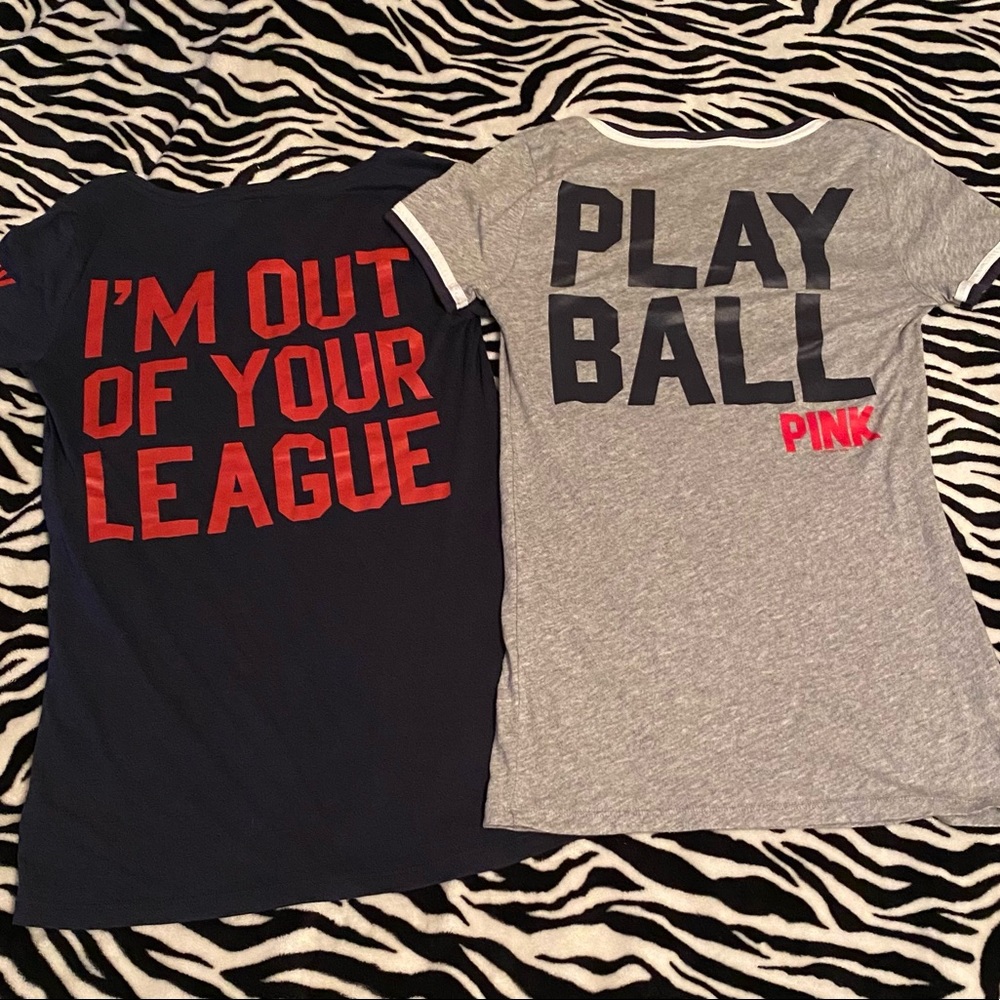 VS Pink Indians v-neck tee bundle Sz small